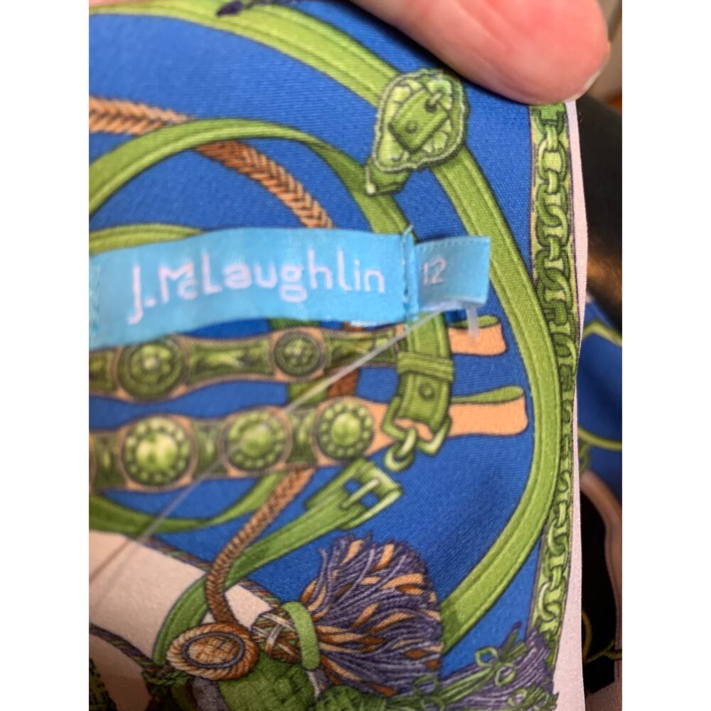 J McLaughlin Equestrian Print Patchwork Dress Blu… - image 9